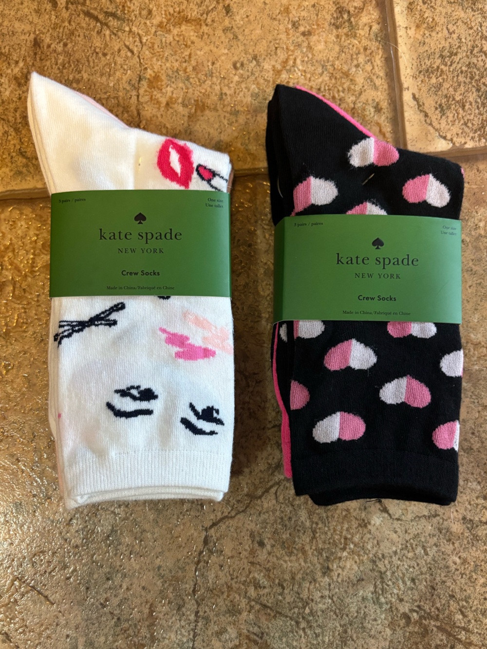 NWT *Bundle of 6 pairs* kate ♠️ spade New York crew socks OS